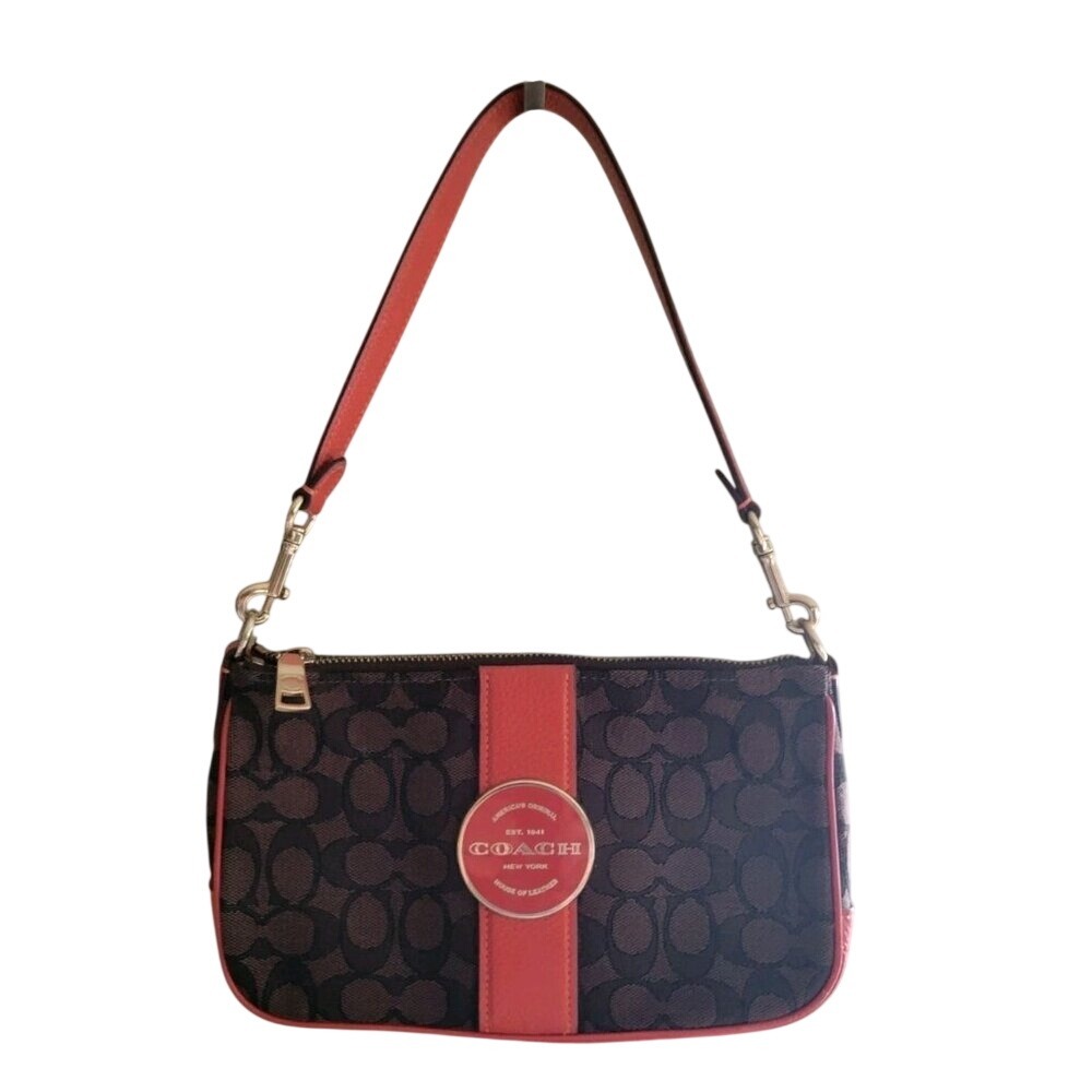 Coach Lonnie In‎ Signature Jacquard Women's Brown Orange Monogram C8306